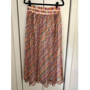 Anthropologie NWT Celia B Rainbow Silk Midi Skirt